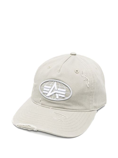 Cappello uomo Alpha Industries grigio ghiaccio effetto distressed con logo patch Alpha Industries | 26690410